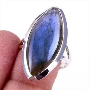 Natural Labradorite Gemstone Handmade 925 Solid Silver Jewelry Ring Size 8 Q6V00