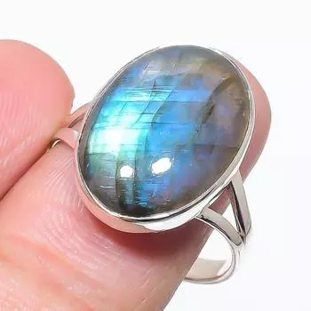 Natural Labradorite Gemstone Handmade 925 Solid Silver Jewelry Ring Size 10 j3S97
