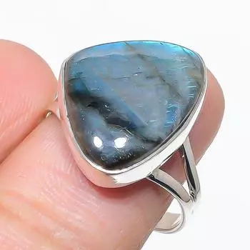 Natural Labradorite Gemstone Handmade 925 Solid Silver Jewelry Ring Size 9 g1j09