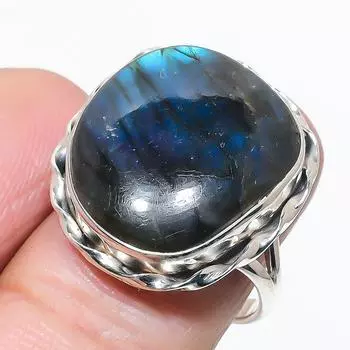 Natural Labradorite Gemstone Handmade 925 Solid Silver Jewelry Ring Size 8 j4m52