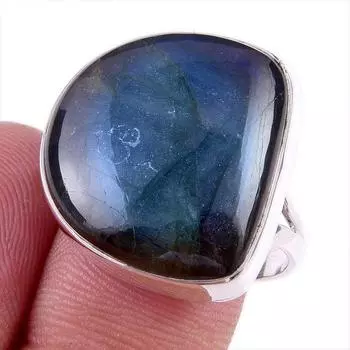 Natural Labradorite Gemstone Handmade 925 Solid Silver Jewelry Ring Size 9 y7k78