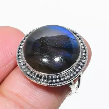 Natural Labradorite Gemstone Handmade 925 Solid Silver Jewelry Ring Size 7 C4u01