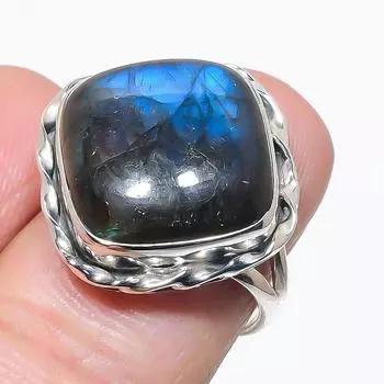 Natural Labradorite Gemstone Handmade 925 Solid Silver Jewelry Ring Size 7 u4p64
