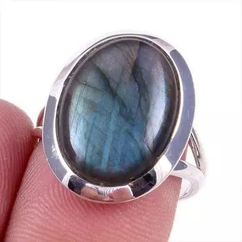 Natural Labradorite Gemstone Handmade 925 Solid Silver Jewelry Ring Size 7 g1D11