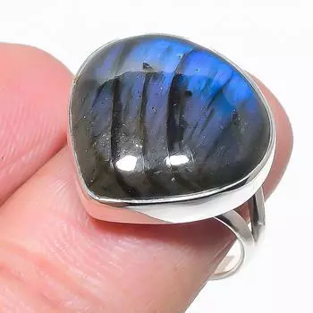Natural Labradorite Gemstone Handmade 925 Solid Silver Jewelry Ring S.7.5 s0g71