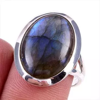 Natural Labradorite Gemstone Handmade 925 Solid Silver Jewelry Ring Size 7 q2Z44