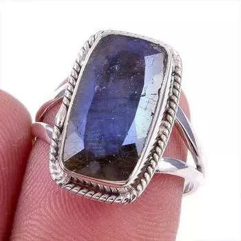 Natural Labradorite Gemstone Handmade 925 Solid Silver Jewelry Ring Size 7 S7e03