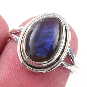 Natural Labradorite Gemstone Handmade 925 Solid Sterling Silver Ring Size 6 i2J50