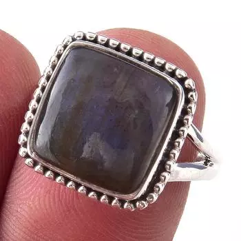 Natural Labradorite Gemstone Handmade 925 Solid Sterling Silver Ring Size 8 z0V71