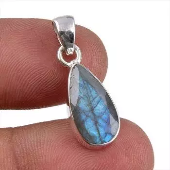 Natural Labradorite Gemstone Handmade 925 Solid Sterling Silver Pendant 1 u1B65