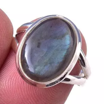 Natural Labradorite Gemstone Handmade 925 Solid Sterling Silver Ring Size 8 l9P42
