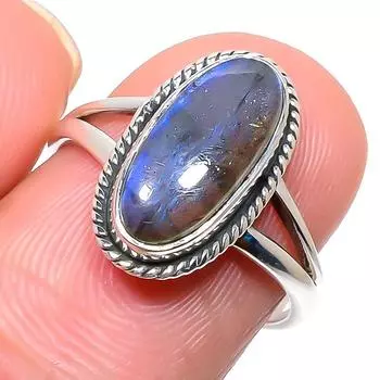 Natural Labradorite Gemstone Handmade 925 Solid Sterling Silver Ring Size 8 u8t36