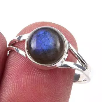 Natural Labradorite Gemstone Handmade 925 Solid Sterling Silver Ring Size 9 B9D19
