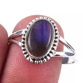 Natural Labradorite Gemstone Handmade 925 Solid Sterling Silver Ring S.10 Q1Q57