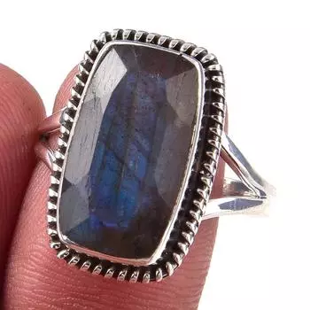 Natural Labradorite Gemstone Handmade 925 Solid Sterling Silver Ring S.10 A8I61