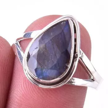 Natural Labradorite Gemstone Handmade 925 Solid Sterling Silver Ring S.9.5 o9i40
