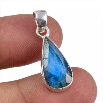 Natural Labradorite Gemstone Handmade 925 Solid Sterling Silver Pendant 1 s3w31