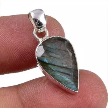Natural Labradorite Gemstone Handmade 925 Solid Sterling Silver Pendant 1 p3W25