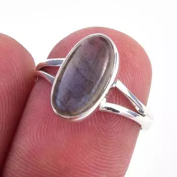 Natural Labradorite Gemstone Handmade 925 Solid Sterling Silver Ring Size 6 D5s55