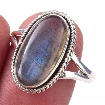 Natural Labradorite Gemstone Handmade 925 Solid Sterling Silver Ring S.10 k1q70