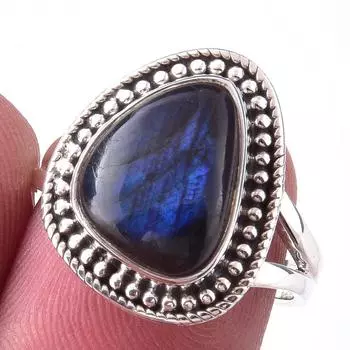 Natural Labradorite Gemstone Handmade 925 Solid Sterling Silver Ring Size 7 j8k39