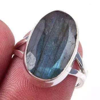 Natural Labradorite Gemstone Handmade 925 Solid Sterling Silver Ring Size 7 T6V25
