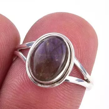 Natural Labradorite Gemstone Handmade 925 Solid Sterling Silver Ring Size 6 V3V15
