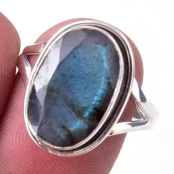 Natural Labradorite Gemstone Handmade 925 Solid Sterling Silver Ring Size 9 s5w68