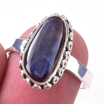 Natural Labradorite Gemstone Handmade 925 Solid Sterling Silver Ring Size 8 c6A83