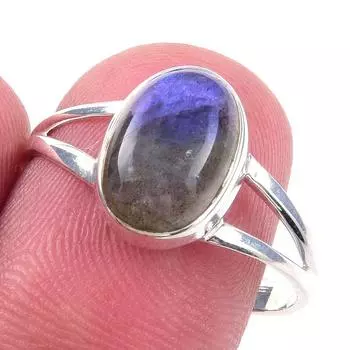 Natural Labradorite Gemstone Handmade 925 Solid Sterling Silver Ring Size 9 g2D82