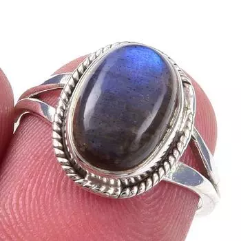 Natural Labradorite Gemstone Handmade 925 Solid Sterling Silver Ring Size 6 a9H76