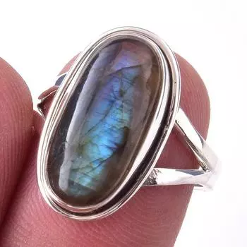 Natural Labradorite Gemstone Handmade 925 Solid Sterling Silver Ring Size 7 I4U77