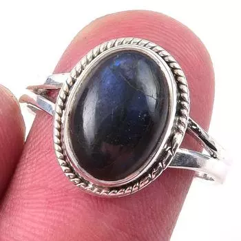 Natural Labradorite Gemstone Handmade 925 Solid Sterling Silver Ring Size 9 m9E15
