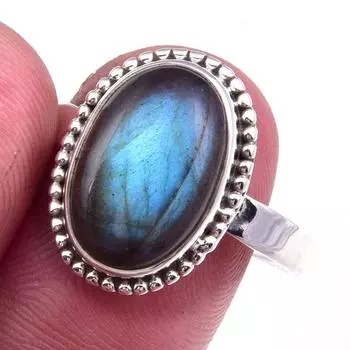 Natural Labradorite Gemstone Handmade 925 Solid Sterling Silver Ring S.10 T3H20