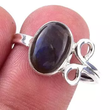 Natural Labradorite Gemstone Handmade 925 Solid Sterling Silver Ring S.8.5 d3y55