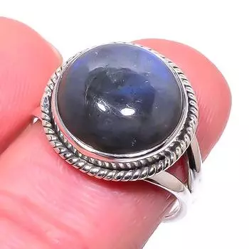Natural Labradorite Gemstone Handmade 925 Solid Sterling Silver Ring S.7.5 S6e38