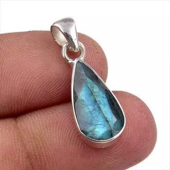 Natural Labradorite Gemstone Handmade 925 Solid Sterling Silver Pendant 1 w7c74