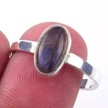 Natural Labradorite Gemstone Handmade 925 Solid Sterling Silver Ring Size 9 K0F04