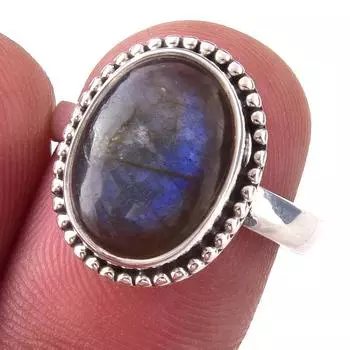 Natural Labradorite Gemstone Handmade 925 Solid Sterling Silver Ring Size 7 b0p59