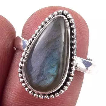 Natural Labradorite Gemstone Handmade 925 Solid Sterling Silver Ring Size 8 z2b05