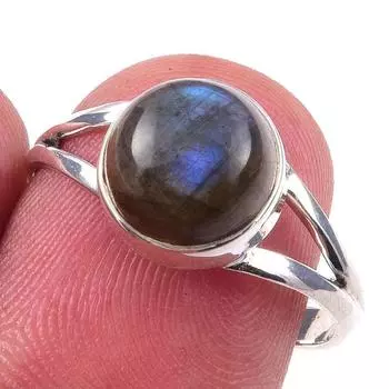 Natural Labradorite Gemstone Handmade 925 Solid Sterling Silver Ring Size 8 E7O28
