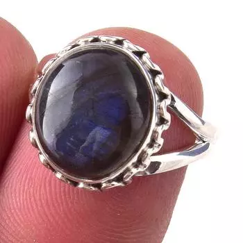 Natural Labradorite Gemstone Handmade 925 Solid Sterling Silver Ring Size 6 j3t30