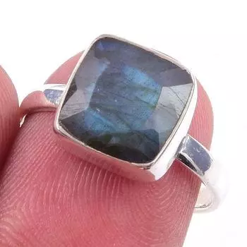 Natural Labradorite Gemstone Handmade 925 Solid Sterling Silver Ring Size 7 I4t47