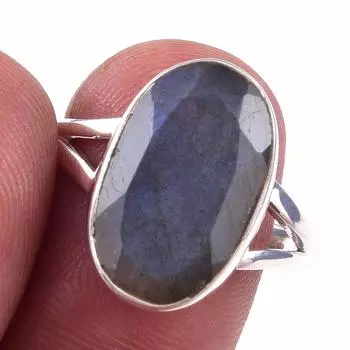 Natural Labradorite Gemstone Handmade 925 Solid Sterling Silver Ring Size 9 r4Y49