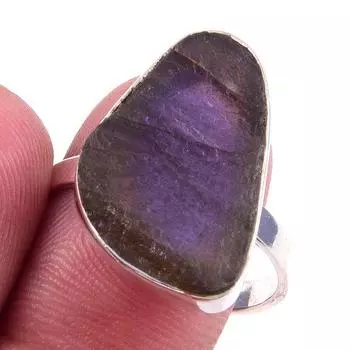 Natural Labradorite Gemstone Handmade 925 Solid Sterling Silver Ring S.10 U0U10