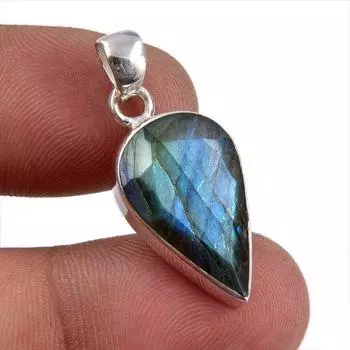 Natural Labradorite Gemstone Handmade 925 Solid Sterling Silver Pendant 1 l4s48