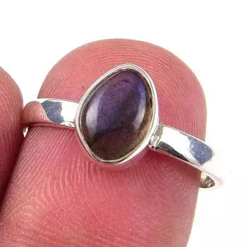 Natural Labradorite Gemstone Handmade 925 Solid Sterling Silver Ring Size 7 r9E80