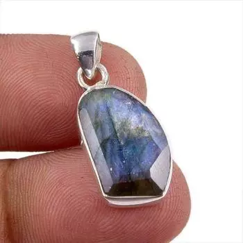 Natural Labradorite Gemstone Handmade 925 Solid Sterling Silver Pendant 1 t7H98