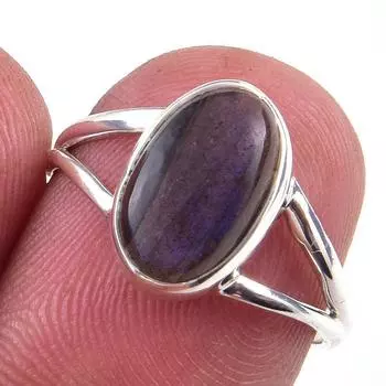 Natural Labradorite Gemstone Handmade 925 Solid Sterling Silver Ring Size 7 L8D42