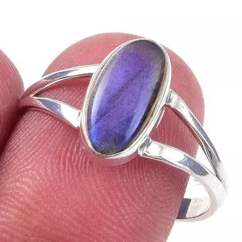 Natural Labradorite Gemstone Handmade 925 Solid Sterling Silver Ring Size 9 Q3z88
